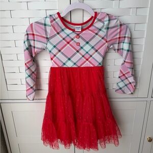 Charming Plaid Red Kids Dress